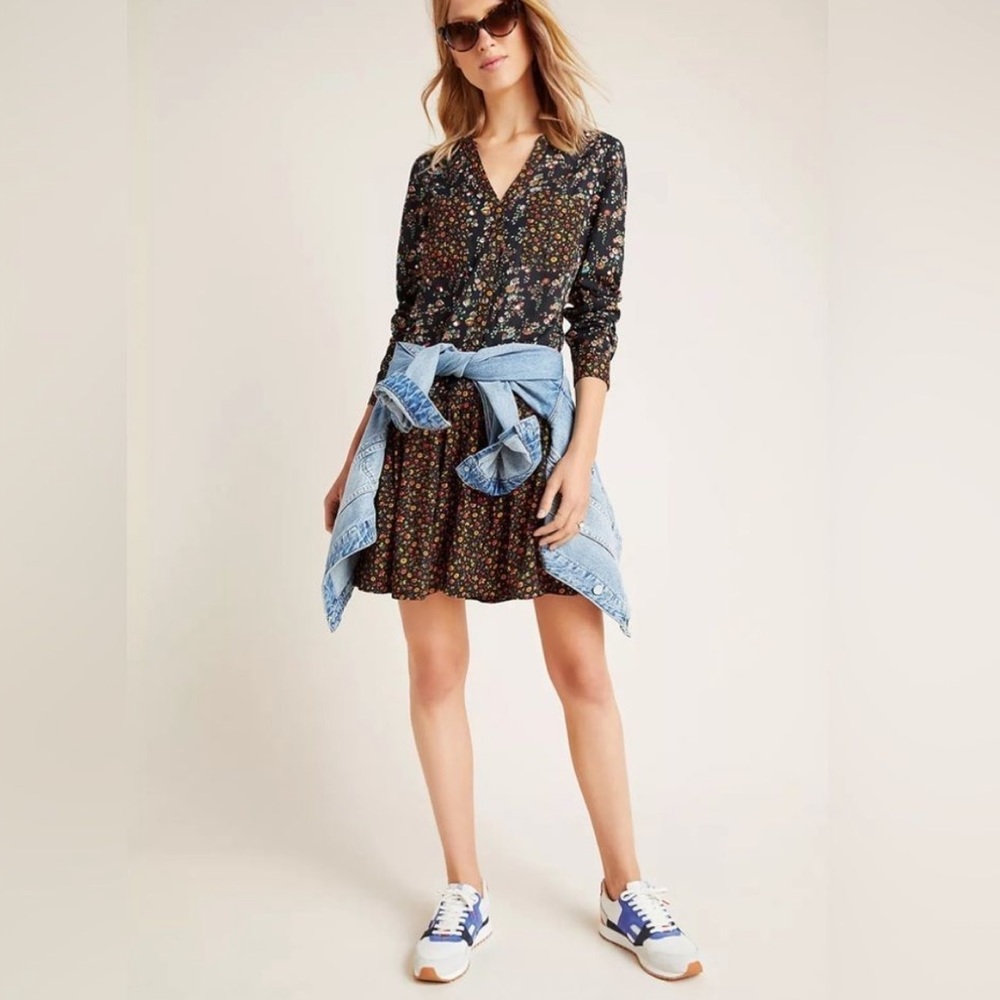 Maeve Anthropologie | Marlie Button-Front Floral Tunic - Picture 2 of 12